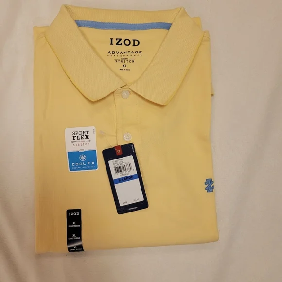 Izod Shirts Izod Advantage Performance Mens Light Yellow Ss